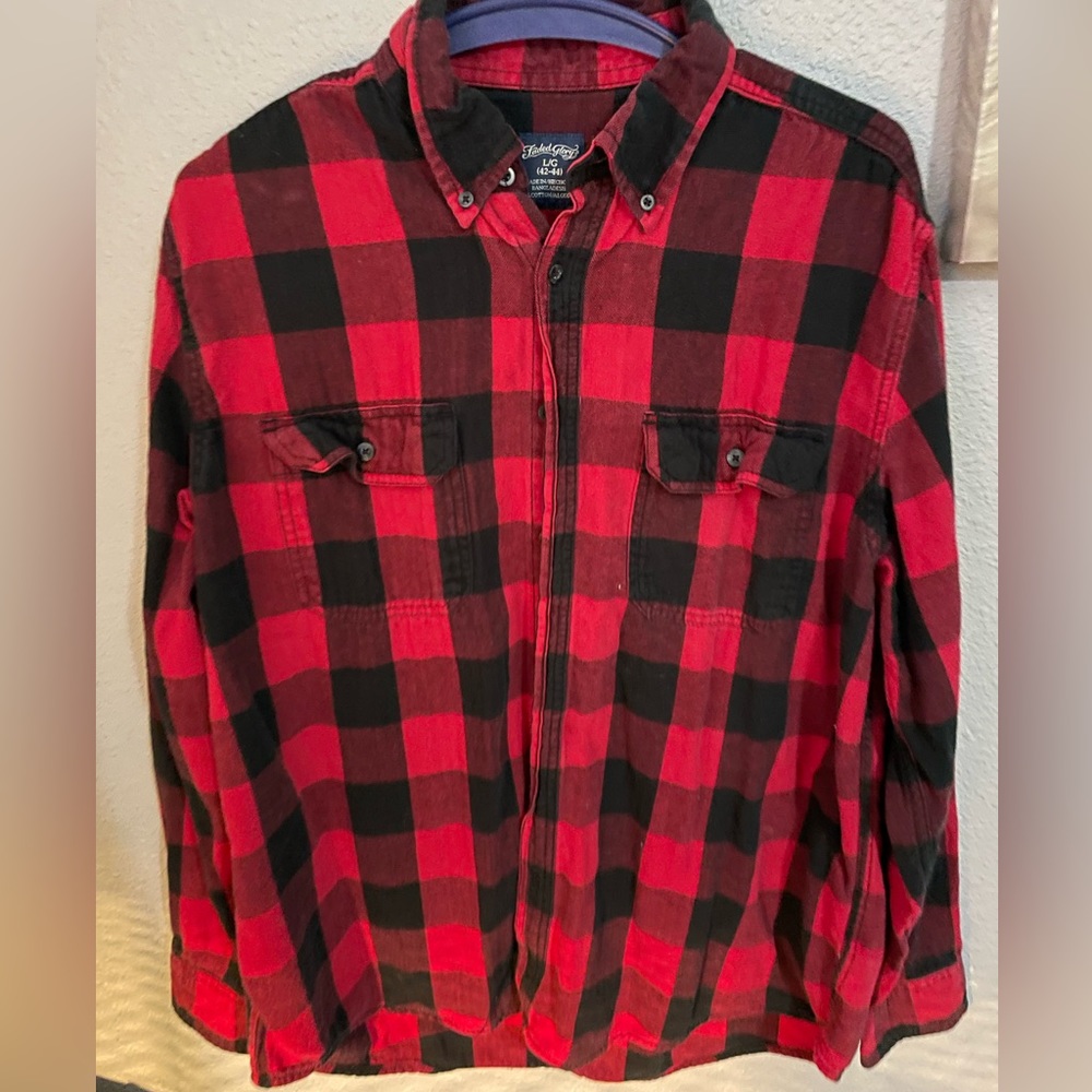 Red & Black Flannel Shirt – Size L | Faded Glory | Classic Button-Up